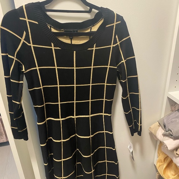 Black and Gold Sweater Dress - Picture 1 of 2